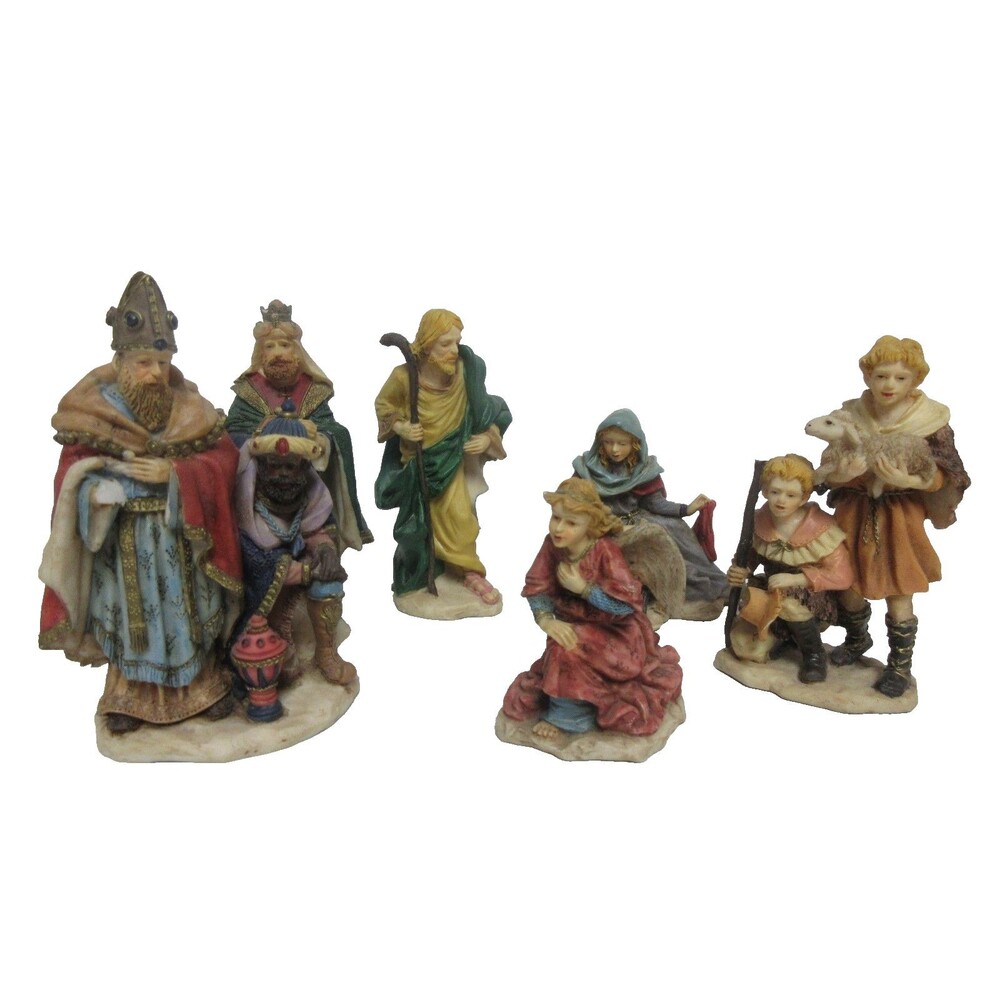Vintage Herald Nativity Set Christmas Porcelain/Ceramic 6 Pieces Very Nice!